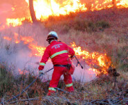 Incendio pompiere vicino archivio